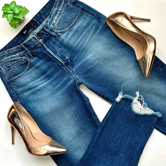 3X1 Higher Ground Straight Barrel Leg Crop Jeans Raw Chewed Hem Rushmore Wash 28 - Picture 4 of 16